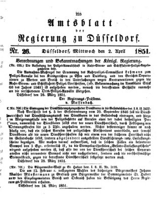 Amtsblatt für den Regierungsbezirk Düsseldorf Mittwoch 2. April 1851