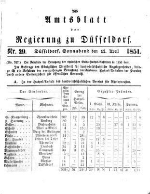 Amtsblatt für den Regierungsbezirk Düsseldorf Samstag 12. April 1851