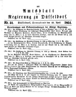 Amtsblatt für den Regierungsbezirk Düsseldorf Samstag 19. April 1851