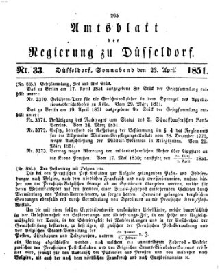 Amtsblatt für den Regierungsbezirk Düsseldorf Samstag 26. April 1851