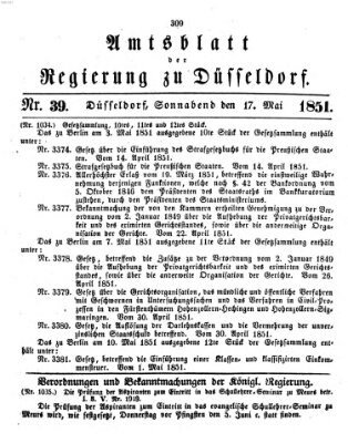 Amtsblatt für den Regierungsbezirk Düsseldorf Samstag 17. Mai 1851