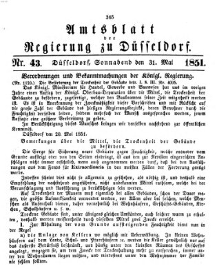 Amtsblatt für den Regierungsbezirk Düsseldorf Samstag 31. Mai 1851