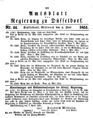 Amtsblatt für den Regierungsbezirk Düsseldorf Mittwoch 4. Juni 1851