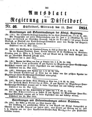 Amtsblatt für den Regierungsbezirk Düsseldorf Mittwoch 11. Juni 1851