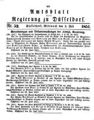 Amtsblatt für den Regierungsbezirk Düsseldorf Mittwoch 2. Juli 1851