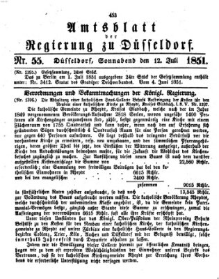 Amtsblatt für den Regierungsbezirk Düsseldorf Samstag 12. Juli 1851