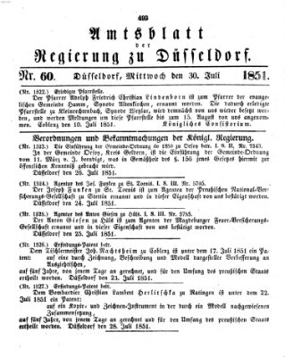 Amtsblatt für den Regierungsbezirk Düsseldorf Mittwoch 30. Juli 1851