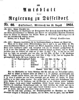 Amtsblatt für den Regierungsbezirk Düsseldorf Mittwoch 20. August 1851