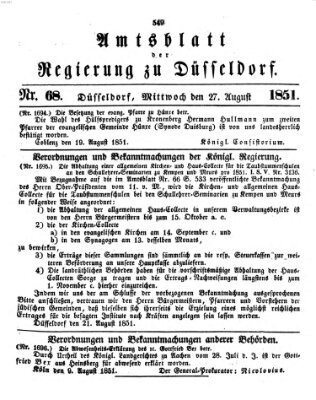 Amtsblatt für den Regierungsbezirk Düsseldorf Mittwoch 27. August 1851