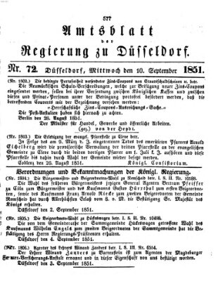 Amtsblatt für den Regierungsbezirk Düsseldorf Mittwoch 10. September 1851