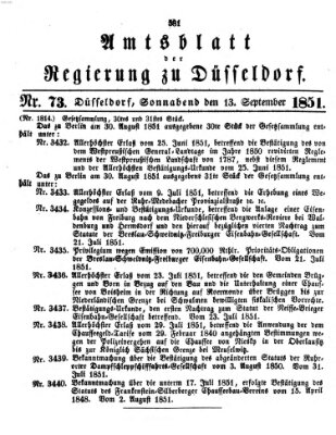 Amtsblatt für den Regierungsbezirk Düsseldorf Samstag 13. September 1851