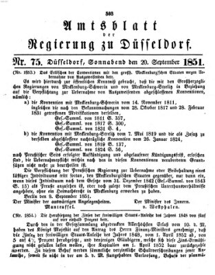 Amtsblatt für den Regierungsbezirk Düsseldorf Samstag 20. September 1851