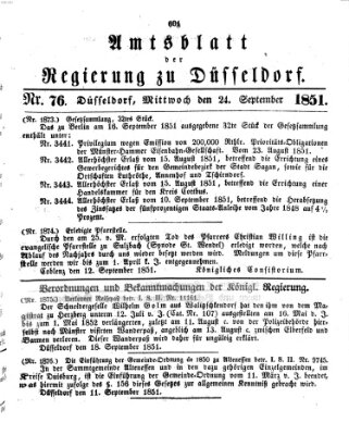 Amtsblatt für den Regierungsbezirk Düsseldorf Mittwoch 24. September 1851