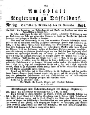 Amtsblatt für den Regierungsbezirk Düsseldorf Mittwoch 19. November 1851