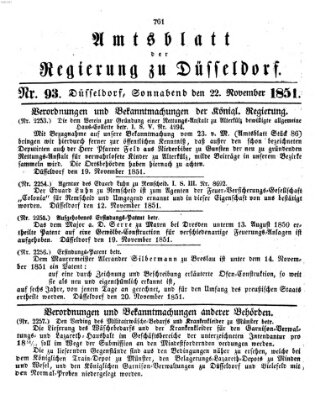 Amtsblatt für den Regierungsbezirk Düsseldorf Samstag 22. November 1851