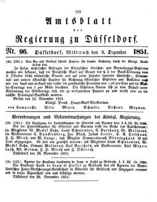 Amtsblatt für den Regierungsbezirk Düsseldorf Mittwoch 3. Dezember 1851