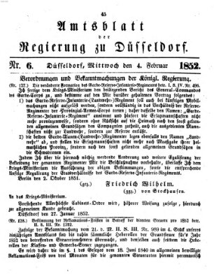 Amtsblatt für den Regierungsbezirk Düsseldorf Mittwoch 4. Februar 1852