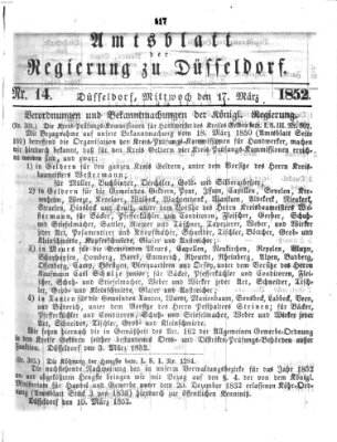 Amtsblatt für den Regierungsbezirk Düsseldorf Mittwoch 17. März 1852