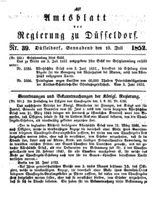 Amtsblatt für den Regierungsbezirk Düsseldorf Samstag 10. Juli 1852