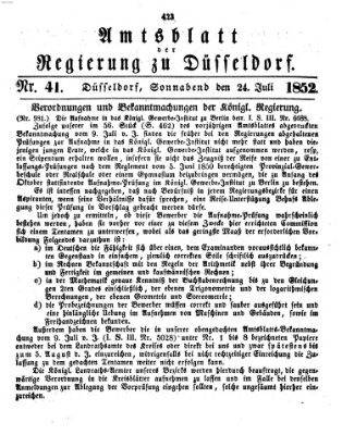 Amtsblatt für den Regierungsbezirk Düsseldorf Samstag 24. Juli 1852