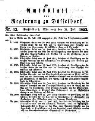 Amtsblatt für den Regierungsbezirk Düsseldorf Mittwoch 28. Juli 1852