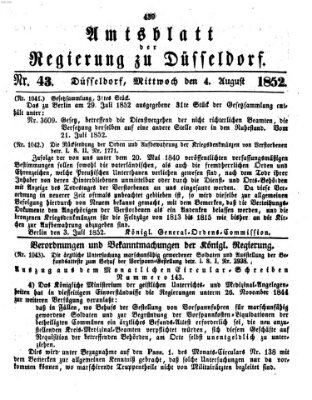 Amtsblatt für den Regierungsbezirk Düsseldorf Mittwoch 4. August 1852