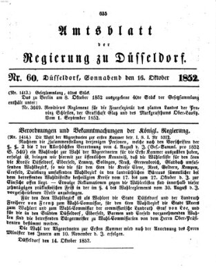 Amtsblatt für den Regierungsbezirk Düsseldorf Samstag 16. Oktober 1852