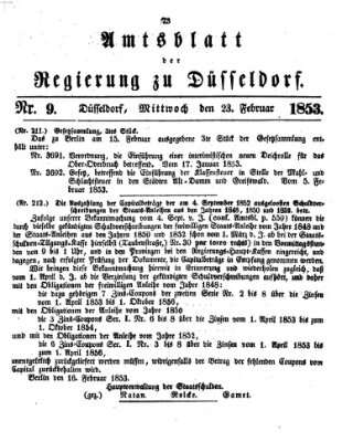 Amtsblatt für den Regierungsbezirk Düsseldorf Mittwoch 23. Februar 1853