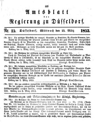 Amtsblatt für den Regierungsbezirk Düsseldorf Mittwoch 23. März 1853