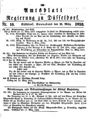 Amtsblatt für den Regierungsbezirk Düsseldorf Samstag 26. März 1853