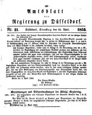 Amtsblatt für den Regierungsbezirk Düsseldorf Dienstag 19. April 1853