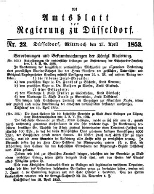 Amtsblatt für den Regierungsbezirk Düsseldorf Mittwoch 27. April 1853