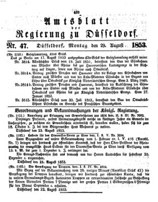 Amtsblatt für den Regierungsbezirk Düsseldorf Montag 29. August 1853