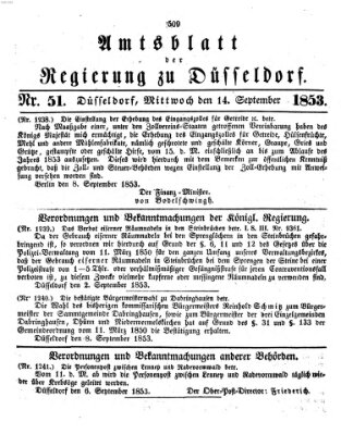 Amtsblatt für den Regierungsbezirk Düsseldorf Mittwoch 14. September 1853