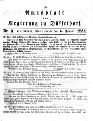 Amtsblatt für den Regierungsbezirk Düsseldorf Samstag 14. Januar 1854