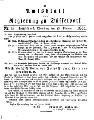 Amtsblatt für den Regierungsbezirk Düsseldorf Montag 13. Februar 1854