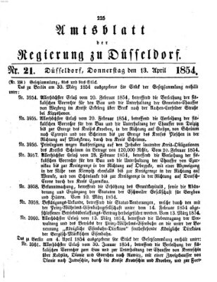 Amtsblatt für den Regierungsbezirk Düsseldorf Donnerstag 13. April 1854