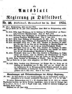 Amtsblatt für den Regierungsbezirk Düsseldorf Samstag 24. Juni 1854