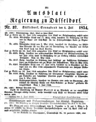 Amtsblatt für den Regierungsbezirk Düsseldorf Samstag 1. Juli 1854