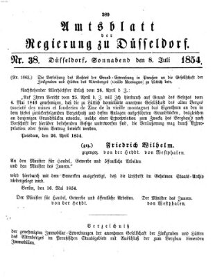 Amtsblatt für den Regierungsbezirk Düsseldorf Samstag 8. Juli 1854