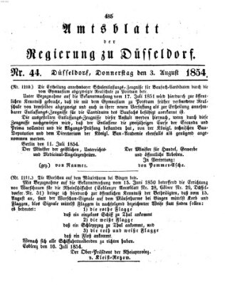 Amtsblatt für den Regierungsbezirk Düsseldorf Donnerstag 3. August 1854