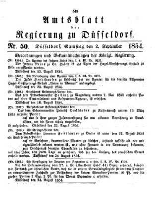 Amtsblatt für den Regierungsbezirk Düsseldorf Samstag 2. September 1854