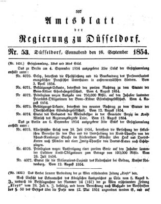 Amtsblatt für den Regierungsbezirk Düsseldorf Samstag 16. September 1854