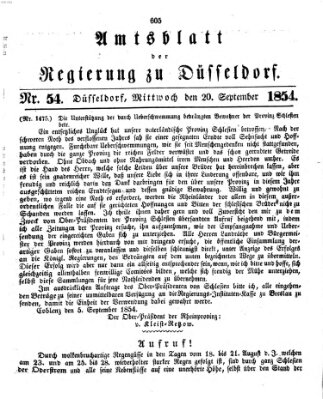 Amtsblatt für den Regierungsbezirk Düsseldorf Mittwoch 20. September 1854