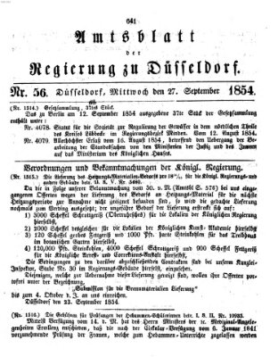 Amtsblatt für den Regierungsbezirk Düsseldorf Mittwoch 27. September 1854