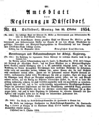 Amtsblatt für den Regierungsbezirk Düsseldorf Montag 16. Oktober 1854