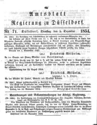 Amtsblatt für den Regierungsbezirk Düsseldorf Dienstag 5. Dezember 1854