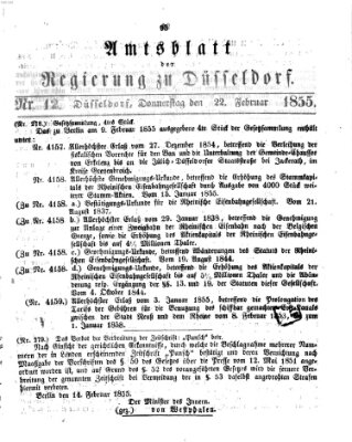 Amtsblatt für den Regierungsbezirk Düsseldorf Donnerstag 22. Februar 1855