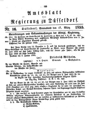 Amtsblatt für den Regierungsbezirk Düsseldorf Samstag 17. März 1855