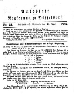 Amtsblatt für den Regierungsbezirk Düsseldorf Mittwoch 18. April 1855